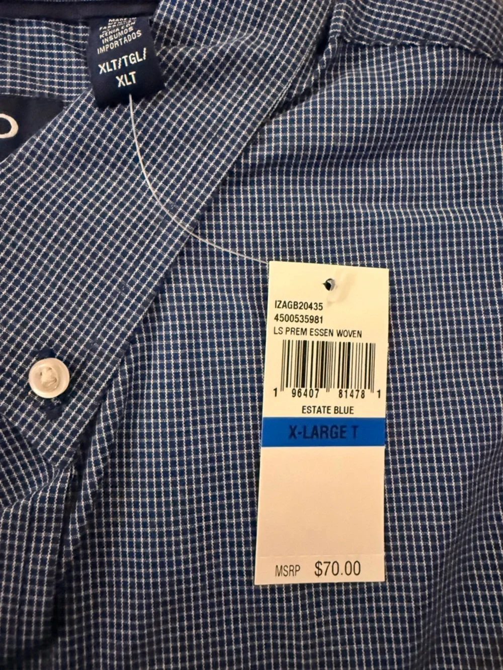 NTW Izod Men's Navy Micro-Check Button-Down Dress Shirt - Picture 2 of 2